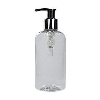 Aromabar 5 X 500ML Clear PET Plastic Bottles Silver Black Pump Dispensers