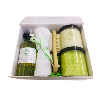 Spa Foot Pamper Kit Includes Foot Massage Oil, Fresh Feet Salts Soak, Dead Sea Scrub & Wooden Foot Brush Pumice - Image 5