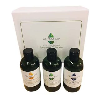 Aromabar Massage Oil Favourites Gift Set with Muscle Aches, De Stress & Relaxing Blends in Grapeseed (3 x 100ml)