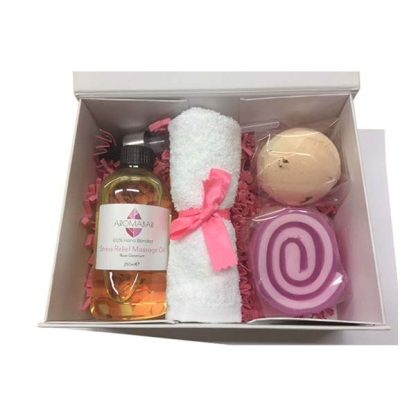 Yummy Mummy Gift Set with Rose Geranium Massage Oil, Rose Bath Bomb and Rose Soap Slice Ideal for Mothers Day, Birthdays or New Mum - Image 2