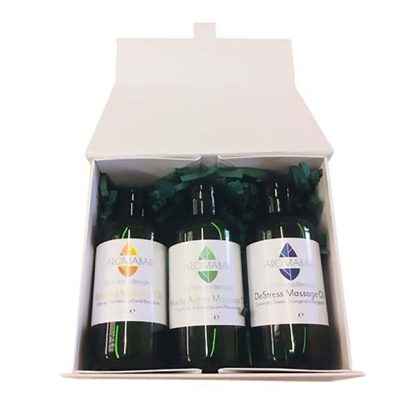 Aromabar Massage Oil Favourites Gift Set with Muscle Aches, De Stress & Relaxing Blends in Grapeseed (3 x 100ml) - Image 2