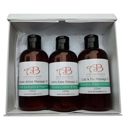 Winter Massage Oil Gift Set (3 x 125ml) Cold & Flu, Muscles Aches & Pains and Joints Ease …