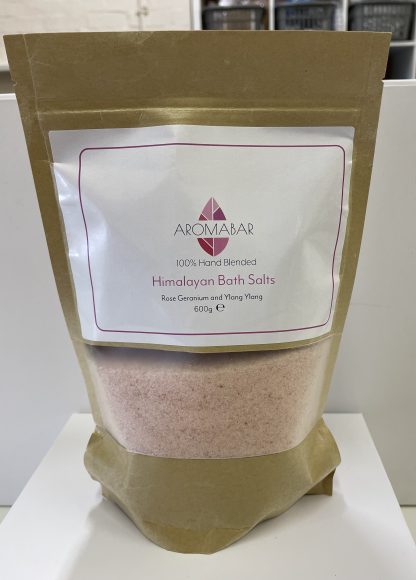 Himalayan bath salts infused with Rose Geranium&Ylang