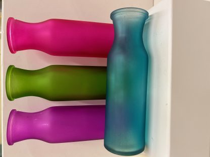 set of four small glass vases - Pink, Cerise, Blue & Green