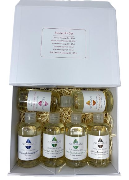Massage Oil Starter Gift Set (6 x 125ml) - Lavender, Muscle Aches, Fresh Feet, Detox, Citrus and Rose Geranium Blends - Image 3